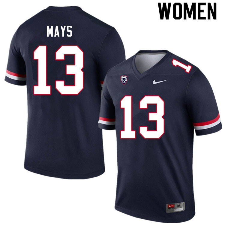 Women #13 Isaiah Mays Arizona Wildcats College Football Jerseys Sale-Navy - Click Image to Close